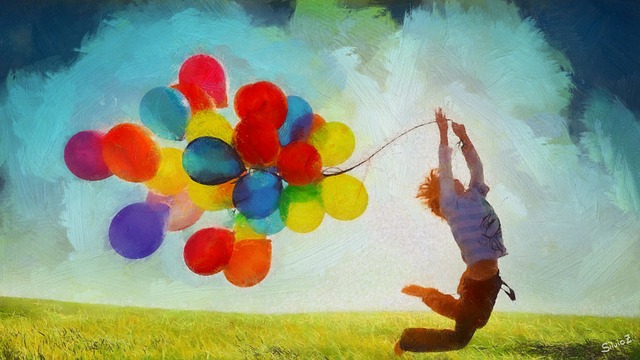 chlapec s balonky